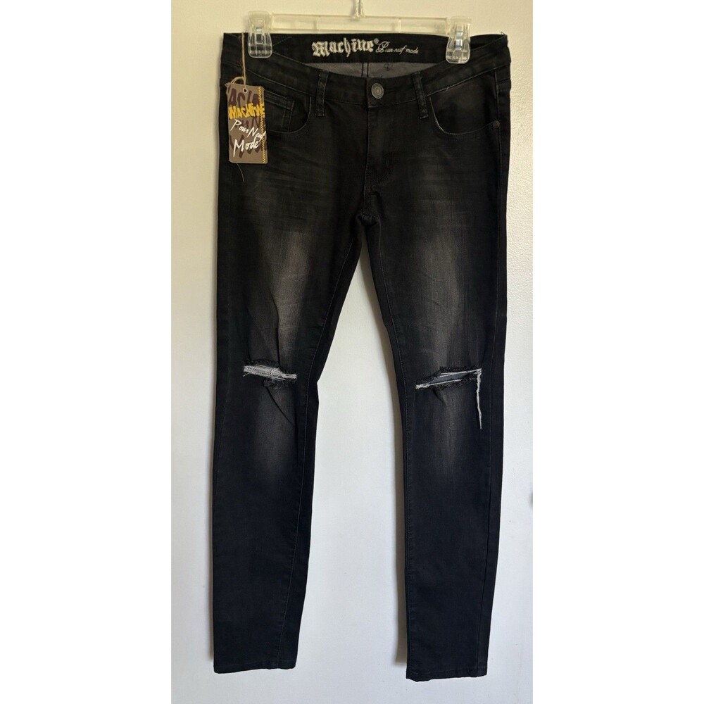 NWT Machine Pour Neuf Mode Distressed Skinny Jeans Sz 9 Or 30”, Italy 44 Black